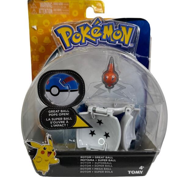 Tomy Pokemon Throw 'n' Pop Pokeball Rotom & Great Ball Figure Set - Picture 1 of 6